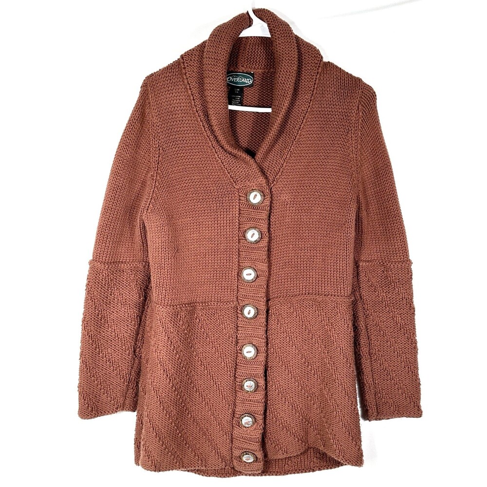 Overland Womens Size S/M Brown 100% Cotton Button Up Cardigan Sweater
